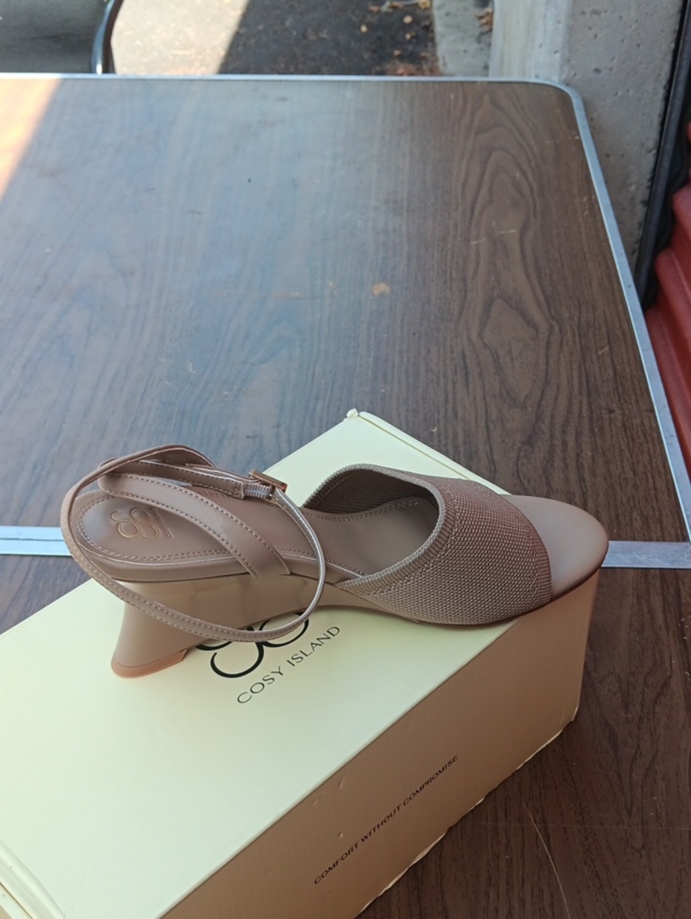 Women's Beige Slingback Peep-Toe Heels